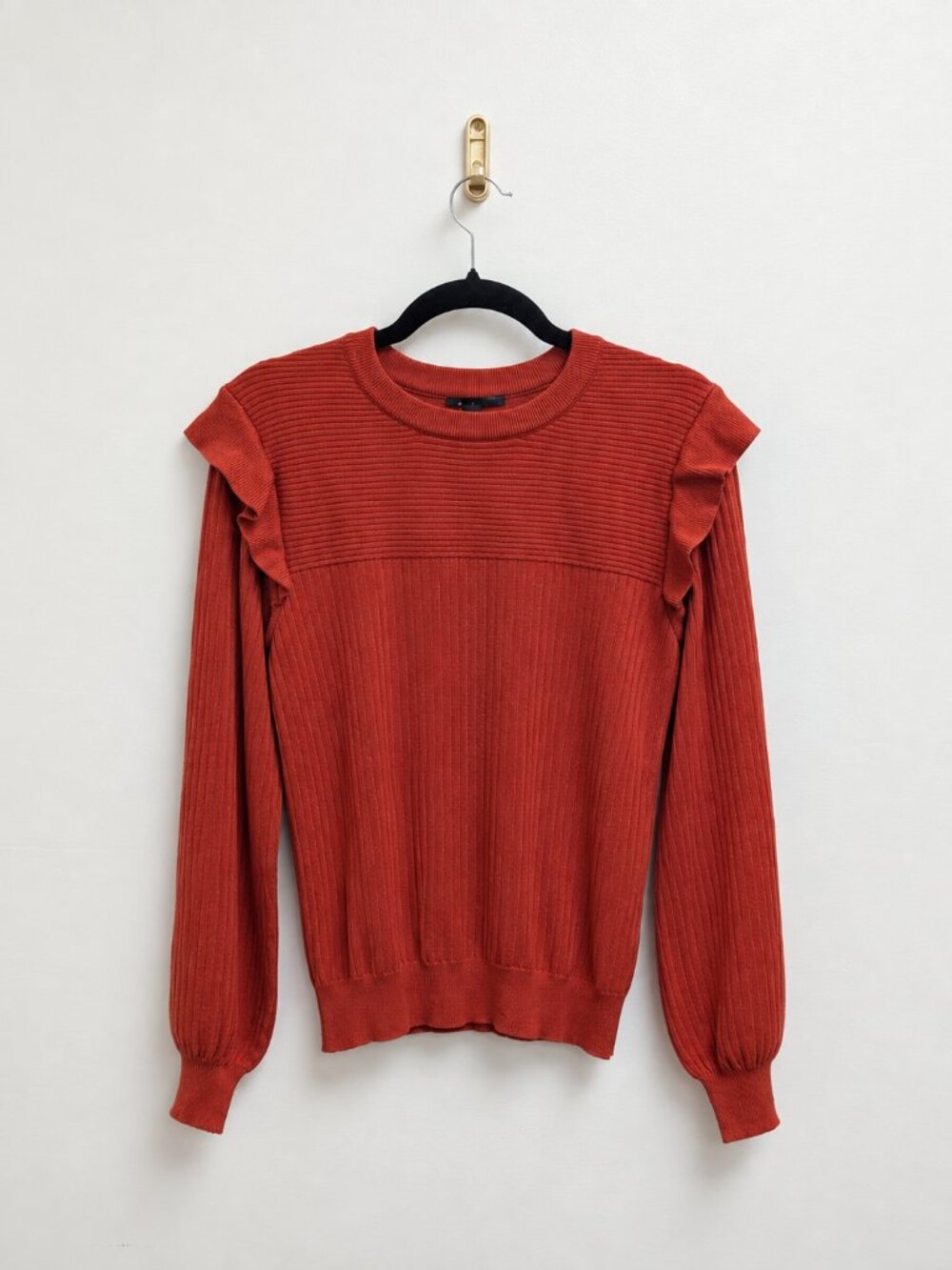 Fashion Orange Ruffle Sweater Top